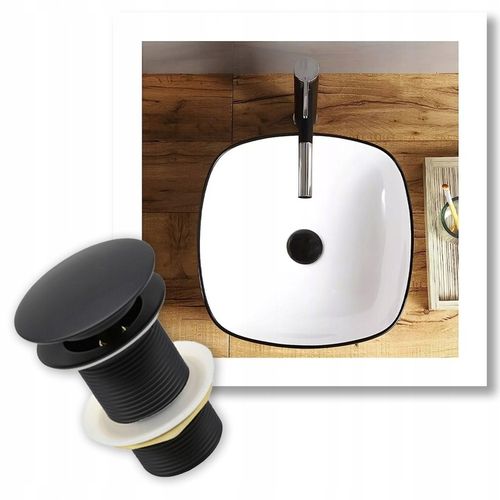 KOREK UMYWALKOWY KLIK-KLAK AUTOMAT BEZ PRZELEWU MOSIĘŻNY CZARNY SATYNOWY na Arena.pl