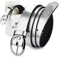 Beltimore Skórzany Damski Pasek Do Spodni 3 Cm Srebrny U48