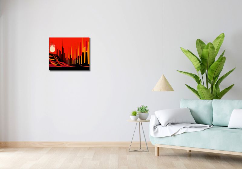 Obraz 50x40cm Miejski Krwisty Ogień zdjęcie 2