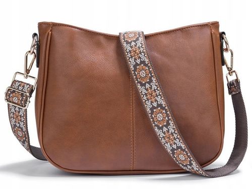 Torebka Damska BRĄZOWA Elegancka Pojemna na Ramię Pasek Brązowy na Arena.pl