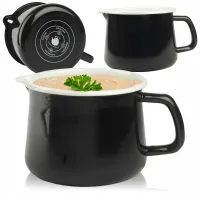 EMALIOWANY KUBEK Z WYLEWKĄ DZBANUSZEK NA KUCHENKĘ Z DZIÓBKIEM 1,7L CZARNY