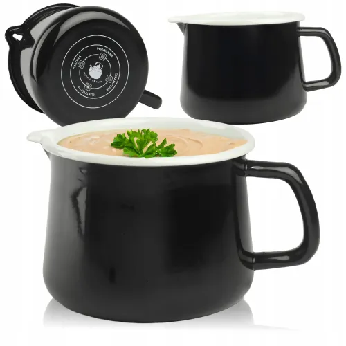 EMALIOWANY KUBEK Z WYLEWKĄ DZBANUSZEK NA KUCHENKĘ Z DZIÓBKIEM 1,7L CZARNY na Arena.pl