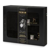 Komplet ręczników bawełnianych z bordiurą i haftem Eva Minge czarne