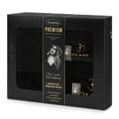 Komplet ręczników bawełnianych z bordiurą i haftem Eva Minge czarne