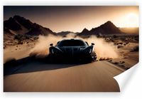 Fototapeta PREMIUM STRUKTURA ZMYWALANA czarny samochód wyścigowy na drodze