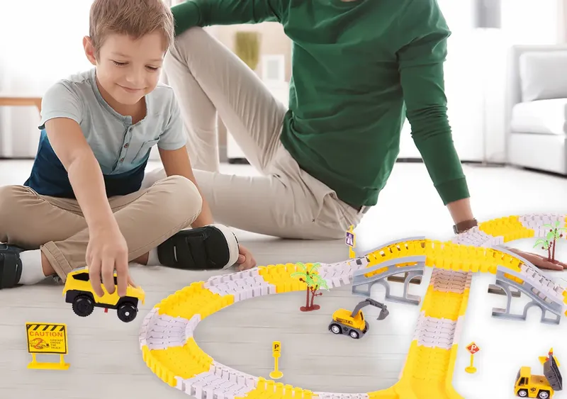 Kolejka Tor Samochodowy Auta Budowlane 255 elementów zdjęcie 6