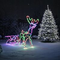 Renifer z Saniami LED Świecący Świąteczny Na Zewnątrz Do Ogrodu Kolorowy