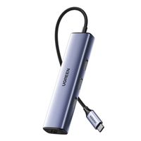adapter ugreen cm475 hub usb-c do 3x usb 3.0, rj45, usb-c pd (szary)
