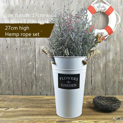 Vintage Doniczka doniczka -  Wiadro - METALOWA - Idealna Do Domu I Ogrodu 42 Zielony na Arena.pl