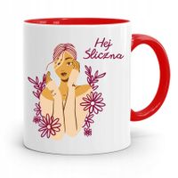 Kubek Czerwony Dla Dziewczyny Hej Śliczna Z Nadrukiem Ze Zdjęciem