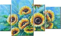 135CM 80 OBRAZ 4 ELEM SŁONECZNIKI NIEBIESKIM ŚCIENNY