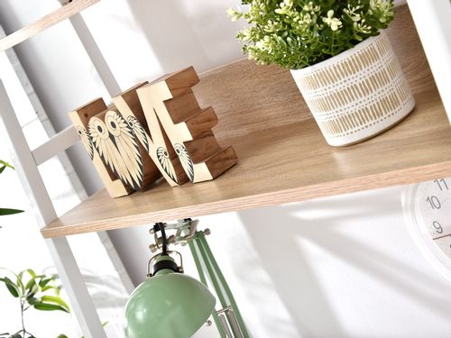 Biurko z regałem szuflady białe dąb sonoma regał do biura na Arena.pl