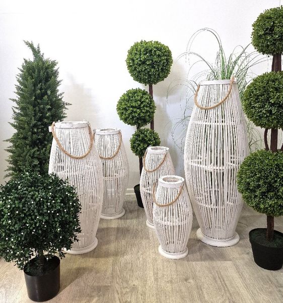 LAMPION BAMBUSOWY RATTANOWY LATARNIA 85 CM BIAŁY zdjęcie 5