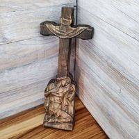 Obraz w drewnie Płaskorzeźba Krzyż Święty 30 cm