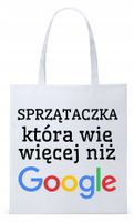 Torba Biała Eco Shopper Dla Sprzątaczki Prezent Z Nadrukiem Ze Zdjęciem