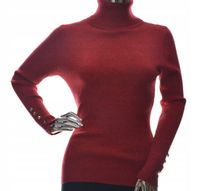 Damski sweter z golfem golf w prążek guziki UNI