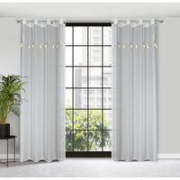 Firana gotowa na przelotkach KIDS kremowa z trójwymiarowymi słonikami