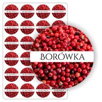NAKLEJKI borówkowe samoprzylepne kolorowe BORÓWKA słoiki dżem 5cm
