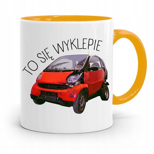 Kubek Żółty Prezent Dla Mechanika To Się Wyklepie Z Nadrukiem Ze Zdjęciem zdjęcie 1