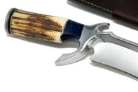 Nóż myśliwski taktyczny BOWIE ręcznie wykonany stal D2 skórzane etui poroże