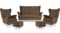 Zestaw wypoczynkowy mebli uszak Diana sofa fotele pufy  komplet