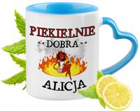 Dla Alicji Kubek Błękitny Z Uszkiem W Kształcie Serca Na Prezent Na Kawę