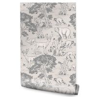 TAPETA DLA DZIECI LEŚNE ZWIERZĄTKA NIEDŹWIEDZIE WILKI ZAJĄCE STYL VINTAGE