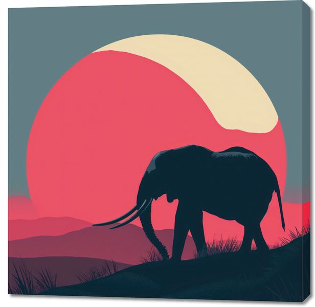 Obraz 100x100cm Słoń przy Czerwieni zdjęcie 1