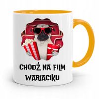 Kubek Żółty Śmieszny Zabawny Chodź Na Film Wariat Z Nadrukiem Ze Zdjęciem