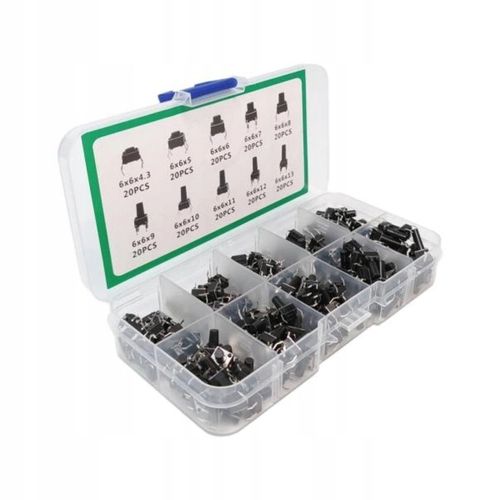 Zestaw XXL Przycisków TACT 200 Sztuk - Tact Switch Micro-Switch Różne Typy na Arena.pl