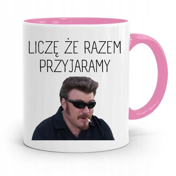 Kubek Różowy Dla Dziewczyny Liczę Że Przyjaramy Z Nadrukiem Ze Zdjęciem zdjęcie 1