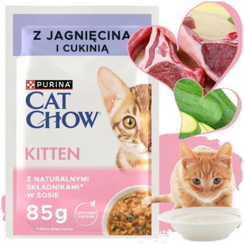 karma mokra dla kociąt purina cat chow kitten jagnięcina z cukinią 85 g na Arena.pl