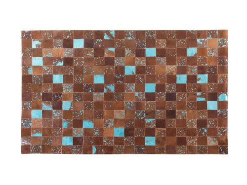 Dywan patchwork skórzany 80 x 150 cm brązowy ALIAGA na Arena.pl