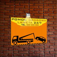 nadruk UV TABLICZKA reklamowa z lampą SZYLD 40x30 LAWERA 24/7 POMOC DROGOWA