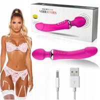 LUKSUSOWY WIBRATOR DAMSKI 2w1 PODGRZEWANY DO 45stC - USB DAWCA ORGAZMÓW