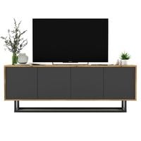 Komoda RTV, loft, NORD, 150x35x53 cm, dąb wotan, grafit, mat | TYLETEGOTU