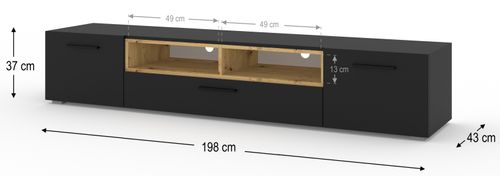 Szafka RTV komoda ANETTE 198 cm czarny/artisan na Arena.pl