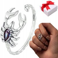 Srebrny pierścionek SKORPION cyrkonie regulowany s925 +pudełko