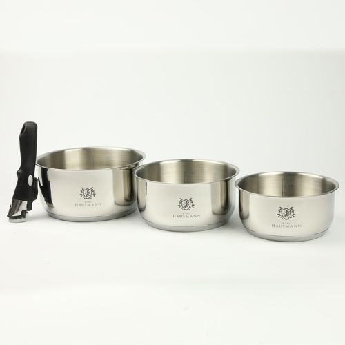 ZESTAW GARNKÓW STALOWYCH GARNKI Z ODPINANĄ RĄCZKĄ 3 SZT FUSION 1,6/2,2/3,1L na Arena.pl