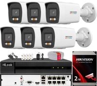 Zestaw Monitoringu 6x Kamera DS-2CD1067G2H-LIU 6MPx ColorVu Hikvision 2TB