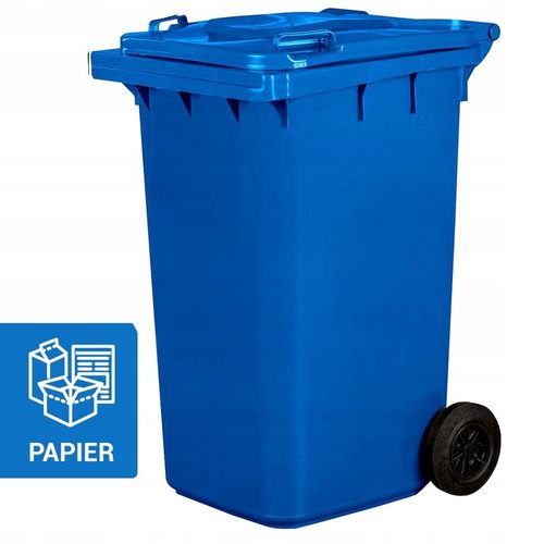 POJEMNIK KOSZ 240L NA ŚMIECI ODPADY BRĄZ NIEBIESKI na Arena.pl