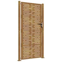 Furtka ogrodowa, 105x180 cm, stal kortenowska, motyw prostokąty