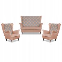 Zestaw uszak CAROL DUO sofa fotele Family Meble różowo - szary