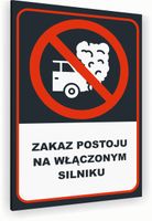Tabliczka znak informacyjny 20x15 Antracyt WŁĄCZONY SILNIK Dibond NADRUK UV