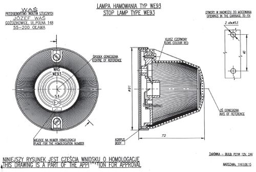Klosz lampy hamowania WE93 czerwony (22) na Arena.pl
