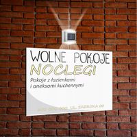 nadruk UV TABLICZKA reklamowa z lampą SZYLD dibond 40x30 NOCLEGI POKOJE