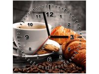30X30CM ZEGAR ŚCIENNY GORĄCA KAWA CROISSANT OBRAZ MALOWANE