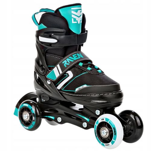 Rolki Łyżwy Wrotki 4w1 Regulowane RAVEN Helixi Black/Mint 30-33 Kółka LED na Arena.pl