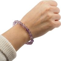 Bransoletka 18,5-19 cm na gumce - Ametyst fasetowane kulki 7mm
