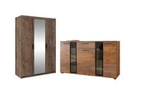 Zestaw Mebli pokojowych Pojemna Szafa z Lustrem + Komoda Dąb Lefkas